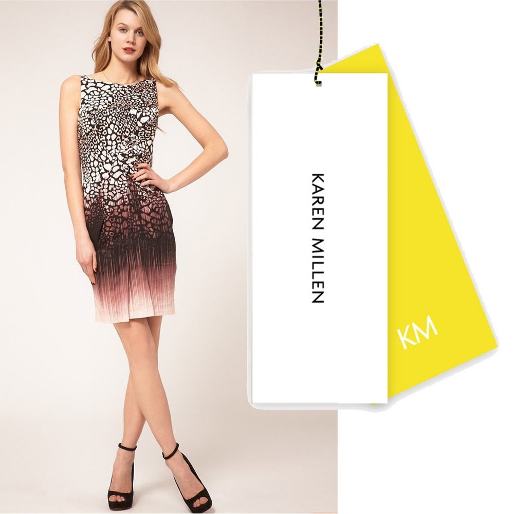 KAREN MILLEN  Animal Print Pencil Dress Pink Multi  𝐍𝐄𝐖 𝐖𝐈𝐓𝐇 𝐓𝐀𝐆𝐒!